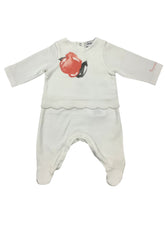 White Waist with Frills Romper Suit