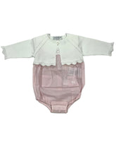 Lace Collar Onesie with Cardigan