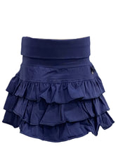 Navy Blue Jersey Skirt With Ruffled Layers Skirt