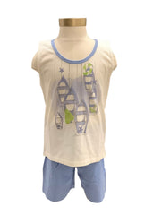 Sleeveless Anchor and Boats Print Pyjamas