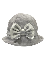 Gray Striped Ribbon Bow Hat