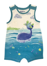 White Blue Green Tortoise and Whale Shortie