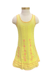 Yellow Embroidered Palomette Dress