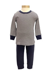Navy Blue White Stripe Long Sleeve and Pants Pyjama Set