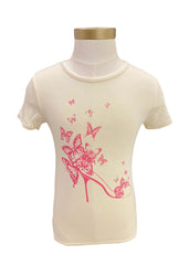 Beige Pink Stiletto with Butterfly Short Sleeve T-Shirt