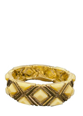 Ivory Gold Diamond X Stretch Ivory Bracelet