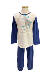 White Blue Giraffe & Fish Long Sleeves Pyjamas