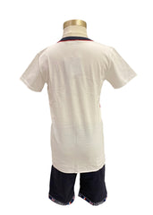 White Red Blue Pyjamas Top and Short Set