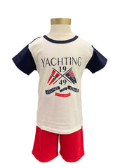 Red White Pyjamas Top And Short Set