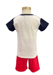 Red White Pyjamas Top And Short Set