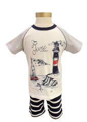 Light House and Boat Design Pyjamas Top and Short Set