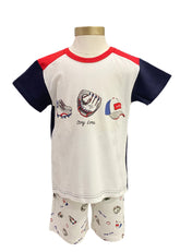 White Baseball Gear Pyjamas Top and Short Set