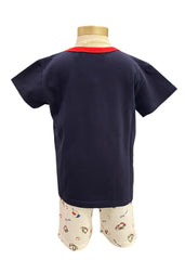 White Baseball Gear Pyjamas Top and Short Set