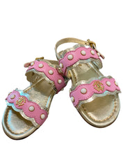 Pink-Gold Strudded Pearl Sandals