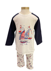 Sailboat Print Pyjamas Top and Trouser Set