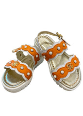 Gold-Orange-White Strudded Pearl Sandals