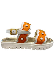 Gold-Orange-White Strudded Pearl Sandals