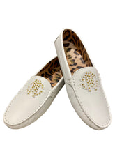 White Loafer with Rhinestone 'RC' Logo Shoes