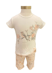 Bird and Flowers Pyjama Top and Short Set