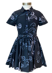 Scroll Pattern Shirt Dress