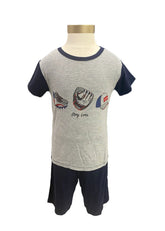 Gray Baseball Gear Pyjamas Top and Short Set
