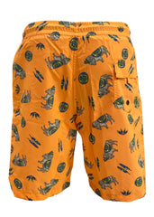 Orange Multi Santa Fe Bison All over Print Swim Shorts