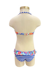 Multi Floral Stripe Two Piece Bikini