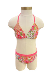 Pink Decorative Prints Swimsuit