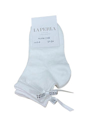 White Ribbon with Crystal Design Socks