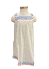 White Multi Tribal Embroidered Dress