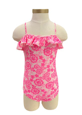Pink AOP Floral Print with Ruffles Swimsuit