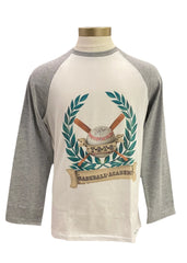 White Gray "Baseball Academy" Long Sleeve T-Shirt