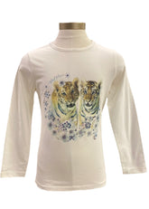 Ivory Multi Lovely Tiger Couple Long Sleeve T-Shirt