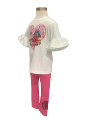 Frill Quarter Sleeve Top and Leggings Set