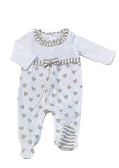 Heart and Stripe Print Romper Design