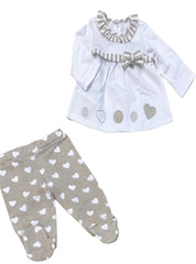 2pc Heart Stripe Print Top and Pants Set