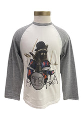 White Little Drummer Raccoon Long Sleeve T-Shirt