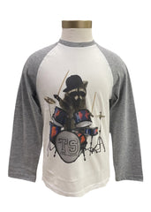 White Little Drummer Raccoon Long Sleeve T-Shirt