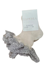 Gray Peach Lace Cuff Socks