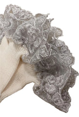 Gray Peach Lace Cuff Socks