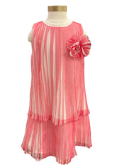 Red Eralda Pleated Accessorized Dress