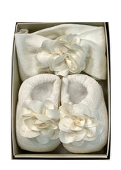 Shantung Flower Bootie and Headband Set