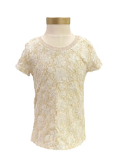 Ivory Gold Ivory Flowers Short Sleeve T-Shirt