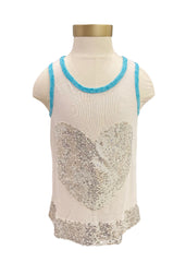 White Orange Funky Heart Sleeveless T-Shirt