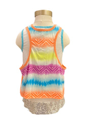 White Orange Funky Heart Sleeveless T-Shirt