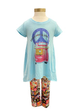 Multi Peace, Love and Pink Bug Leggings Set