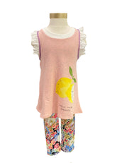Multi Flowers and Lemons Leggings Set