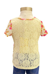 Ivory Pink Hearts and Flowers Short Sleeve T-Shirt