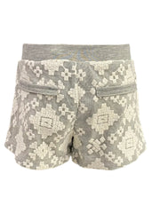 White Gray Embroidered Shorts