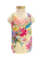 Multi Floral top With Organzas Sleeveless T-Shirt